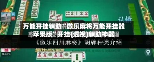 万能开挂辅助“微乐麻将万能开挂器苹果版”开挂(透视)辅助神器-第3张图片