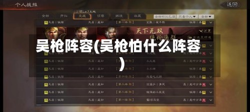吴枪阵容(吴枪怕什么阵容)