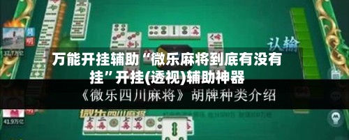 万能开挂辅助“微乐麻将到底有没有挂”开挂(透视)辅助神器-第3张图片
