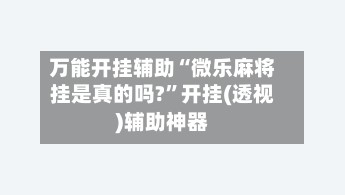 万能开挂辅助“微乐麻将挂是真的吗?”开挂(透视)辅助神器-第2张图片